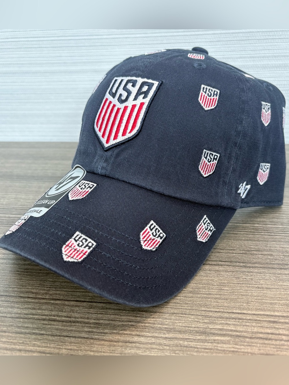 47 Brand Team USA USMNT USWNT Clean Up Adjustable Hat Blue Shield Print Olympics